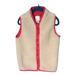 Hanna Andersson Faux Shearling Vest Cream and Orange Size 3T (90cm)‎